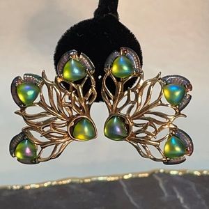 Retired Thomas Blackshear Ebony Vision Peacock clip on earrings